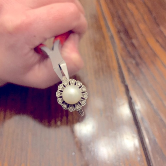 Pearl & Diamond silver ring - Picture 5 of 6